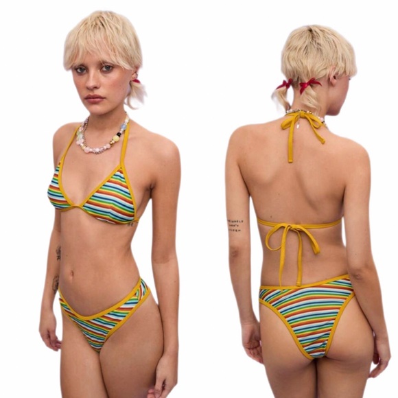 Other - Striped Bikini Set + Matching Skirt